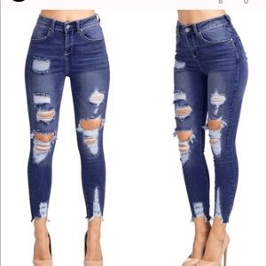 Distressed denims high waist adorable jeans